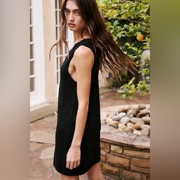 Free People Beach Black Nina Sweater Mini Dress Size Large - Picture 3 of 10